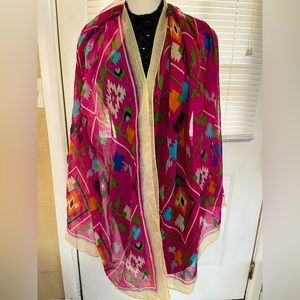 Italy Design Scarf Soft  Aztec Design Western Boho Tribal Pink Black Blue